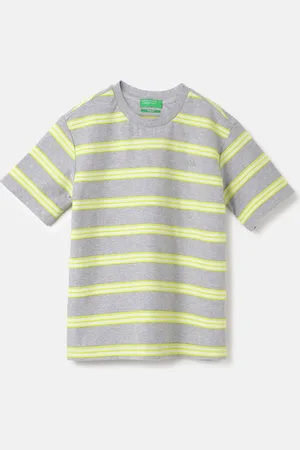 Benetton Boys Striped V-Neck Pure Cotton Pockets T-shirt