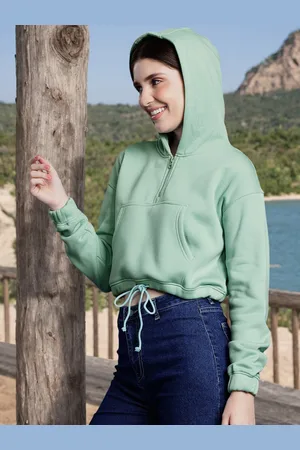 Mast & Harbour Women Hooded Crop Sweatshirt