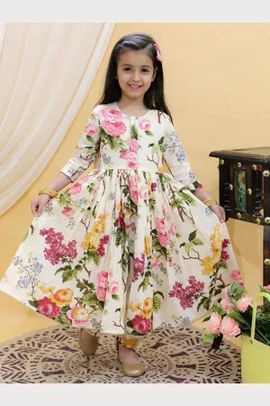 BAESD Girls Floral Printed Embellished A-Line Dress