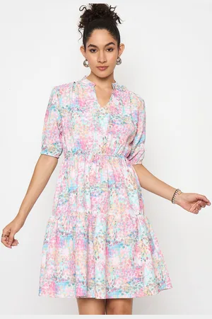 Color Cocktail Printed Fit & Flare Above Knee Dress