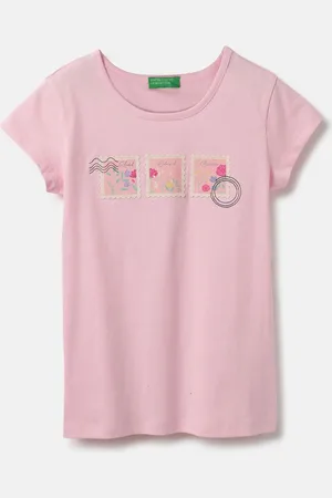 Benetton Girls Extended Sleeves Pure Cotton T-shirt