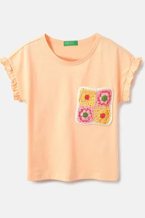 Benetton Girls Graphic Printed Pure Cotton T-shirt