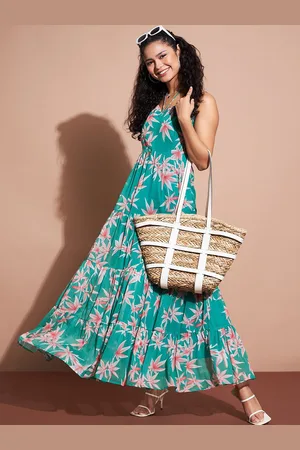 Deewa Women Floral Printed Fit & Flare Maxi Dress