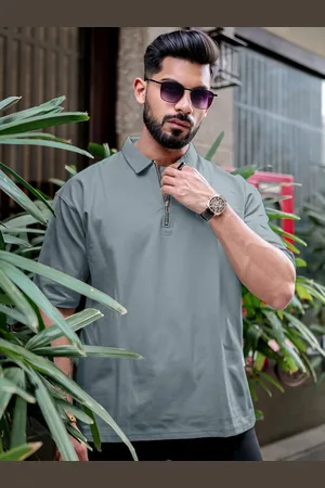 Maniac Men Striped Polo Collar Pockets T-shirt