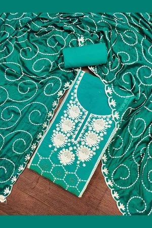 Kalini Geometric Embroidered Thread Work Unstitched Dress Material