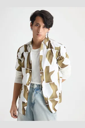 FREAKINS Men Classic Spread Collar Abstract Printed Casual Shirt