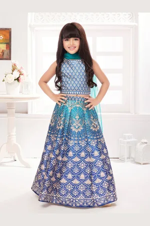 Tiny Kingdom Girls Printed Sequinned Ready to Wear Lehenga & Blouse With Dupatta