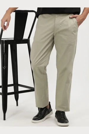 Calvin Klein Men Straight Fit Mid-Rise Flat-Front Trousers