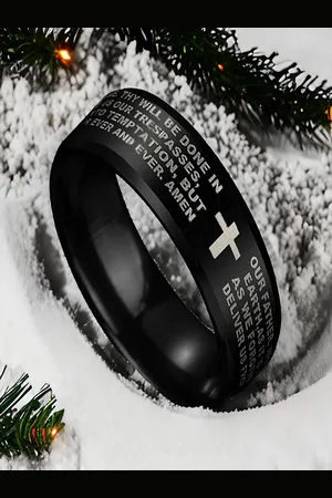 University Men Jesus Cross Christian Scripture Cross Ring