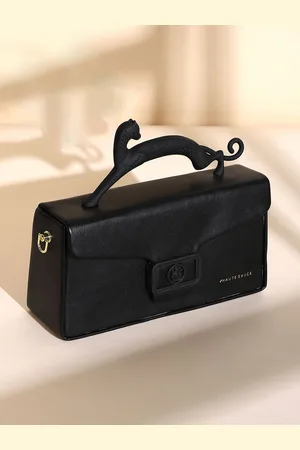 Campus Sutra Leather Structured Satchel with Cut Work