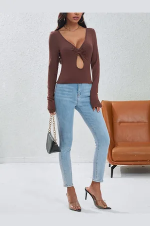 JC Mode Women Solid V-Neck Top