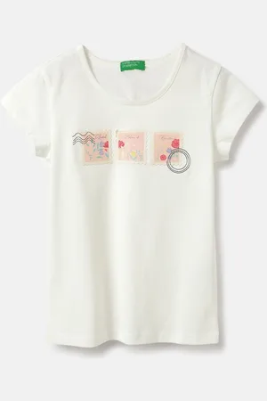 Benetton Girls Pure Cotton Applique T-shirt