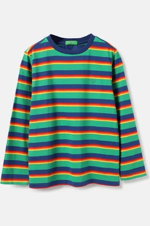 Benetton Boys Striped Pure Cotton Pockets T-shirt