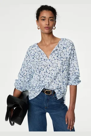Marks & Spencer Floral Print Cotton Shirt Style Top