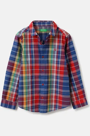Benetton Boys Tartan Checks Opaque Checked Casual Shirt