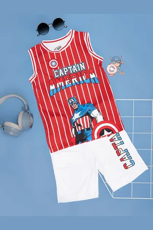 Pantaloons Boys Round Neck Striped Top with Shorts