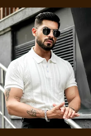 Maniac Men Solid Polo Collar Cotton Slim Fit T-Shirt