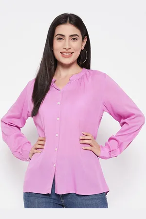 BAESD Women Classic Mandarin Collar Solid Casual Shirt