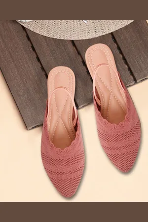 DEAS Women Textured Pointed Toe Mules With Backstrap