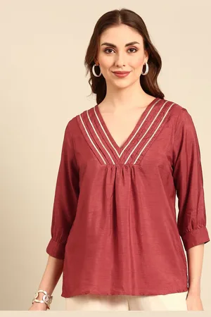 De Moza Women Solid V-Neck Top