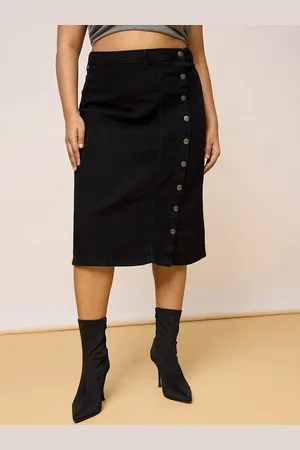 FREAKINS A-Line Denim Midi Skirts