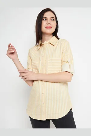 BAESD Women Classic Spread Collar Striped Casual Shirt