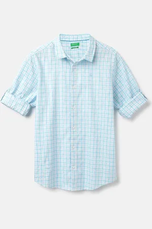 Benetton Boys Spread Collar Checked Cotton Casual Shirt