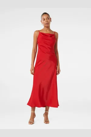 Forever New Cowl Neck Satin A-Line Midi Dress