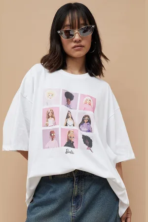 Lifestyle Women Barbie Printed Round Neck Cotton Oversized T-shirt