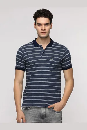 Crocodile Men Striped Polo Collar Cotton Slim Fit T-Shirt