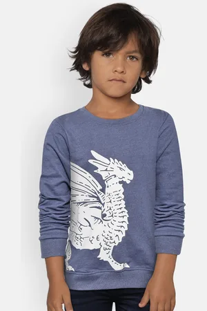 Flying Machine Boys Navy Blue & White Printed Sweatshirt
