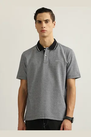 GANT Men Solid Polo Collar Cotton T-Shirt