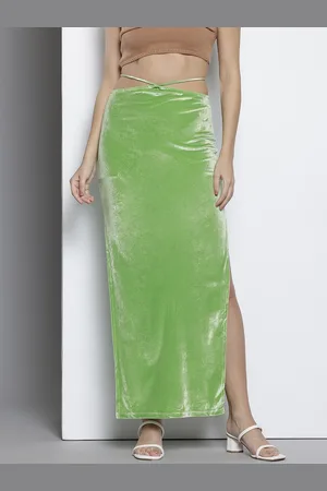 NA-KD Velvet Finish Tie-up Detail Maxi Skirt