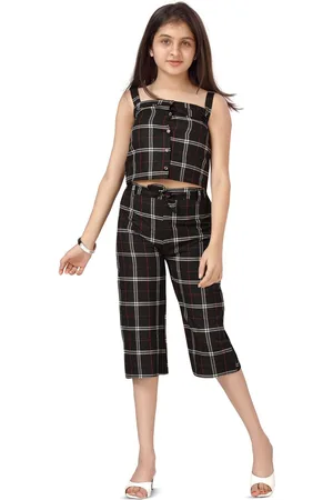 BAESD Girls Pure Cotton Checked Top with Capris