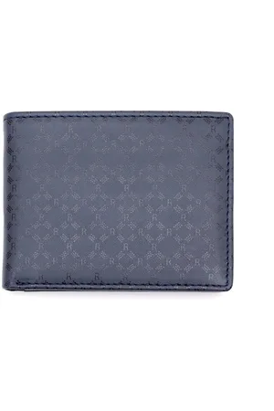 RARE RABBIT Men Leather Embossed Monogram Two Fold Wallet