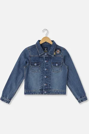 Allen Solly Boys Washed Denim Jacket with Patchwork