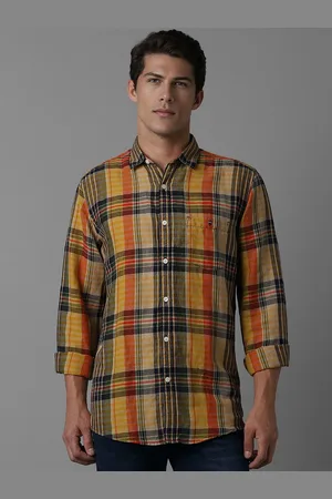 Louis Philippe Men Slim Fit Tartan Checks Opaque Checked Casual Shirt