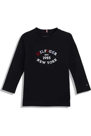 Tommy Hilfiger Boys Typography Printed Long Sleeves Pure Cotton Casual T-shirt