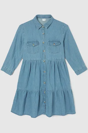Max Collection Kids-Girls Tiered Shirt Dress