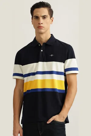 GANT Men Striped Polo Collar Cotton T-Shirt