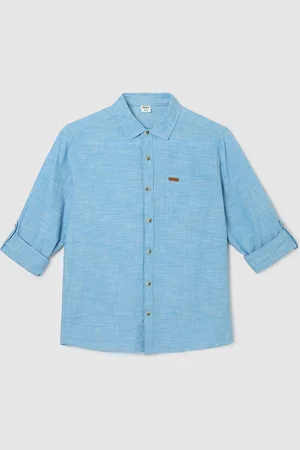 Max Collection Boys Spread Collar Solid Cotton Casual Shirt