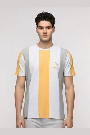Crocodile Men Striped Round Neck Pure Cotton Slim Fit T-Shirt