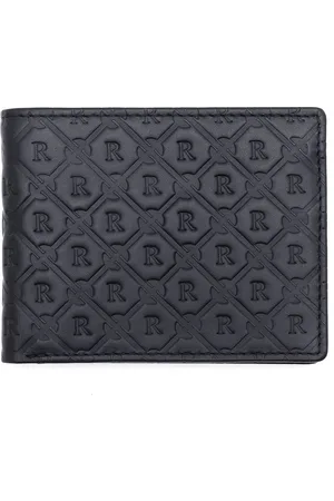 RARE RABBIT Men Leather Embossed Monogram Two Fold Wallet
