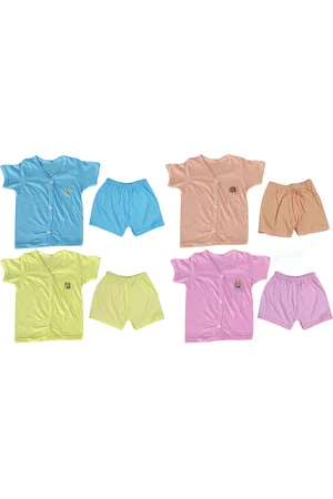 BAESD Unisex Kids Pack of 4 Printed Pure Cotton Shirt with Shorts