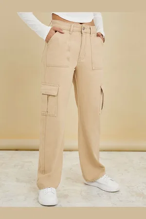 Styli Women High Rise Relaxed Fit Stretchable Cargo Jeans