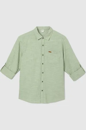 Max Collection Boys Spread Collar Solid Cotton Casual Shirt