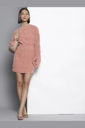 NA-KD Dobby Weave Flared Sleeve Sheath Mini Dress
