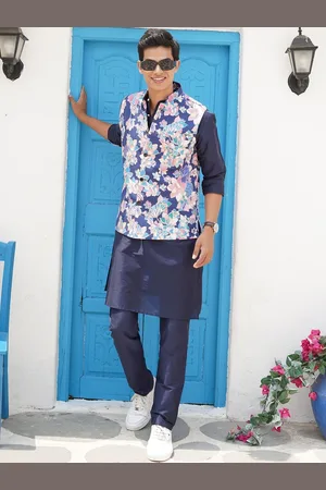 SHIWAM ETHNIX Men Lightweight Longline Tailored Jacket with Patchwork