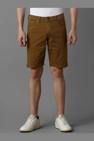 Louis Philippe Men Slim Fit Mid-Rise Denim Shorts