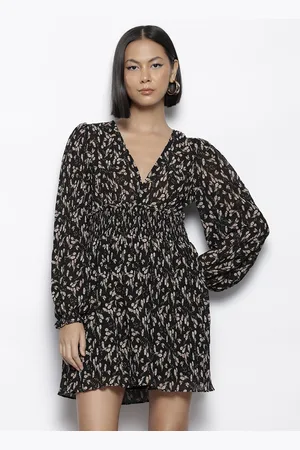 NA-KD Floral Print Puff Sleeve Fit & Flare Dress